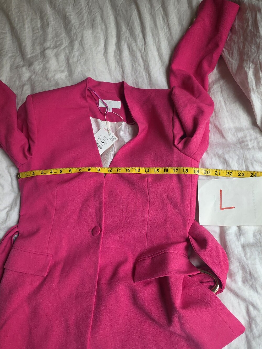 Zara Shoulder Pad Blazer With Buckle Belt Fuschia Bnwt - Picture 9 of 16